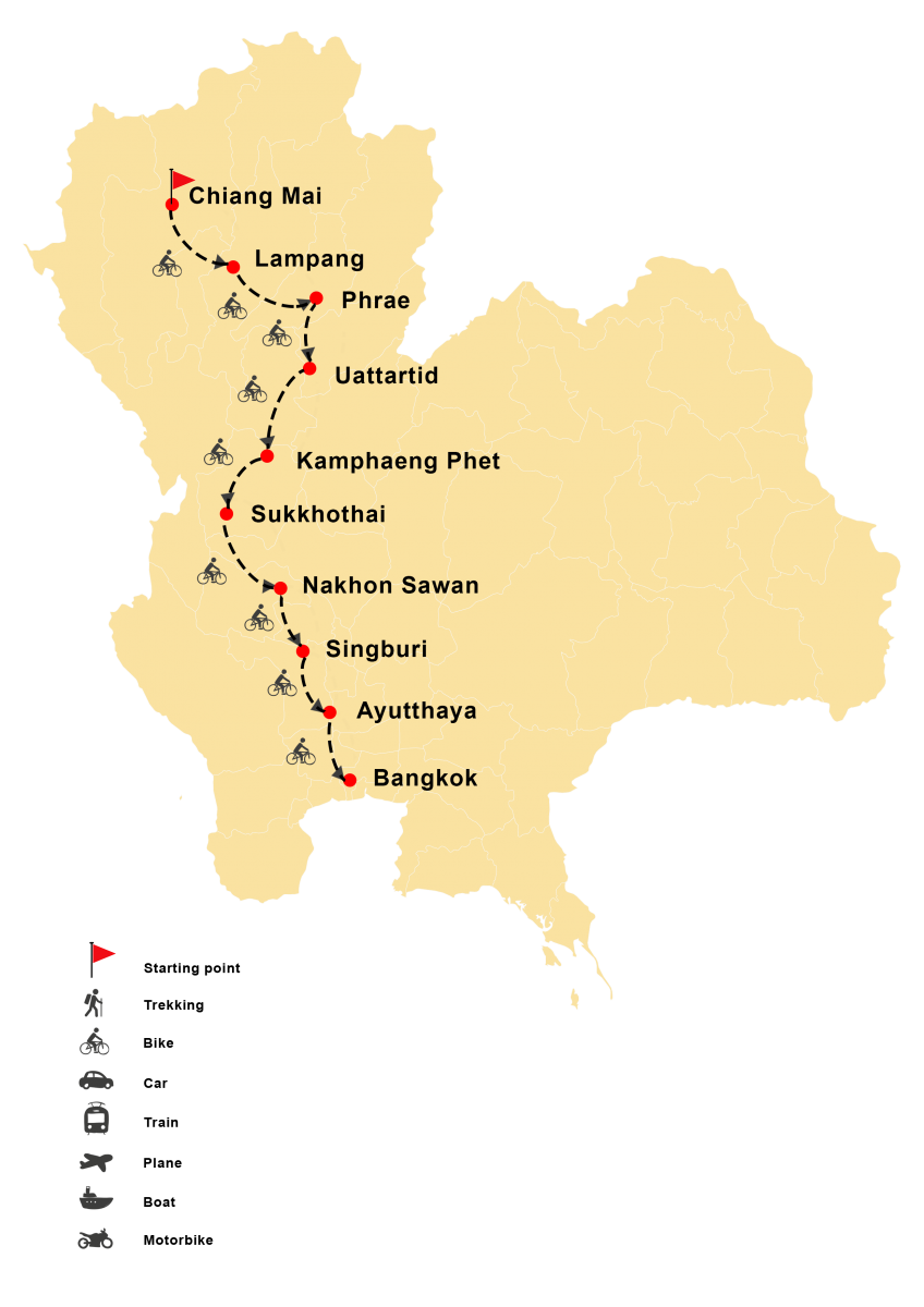 Cycling from Chiang Mai to Bangkok 12 Days 11 Nights